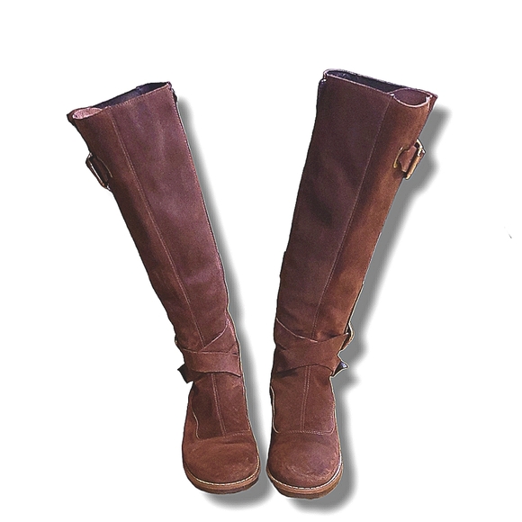Cordani Shoes - Cordani Brown Suede Side Zipper Buckle Harness Riding Boot Women Size 9.5